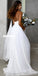 Custom Made Simple A-line Chiffon Slit Deep V-neck Backless Wedding Dresses, FC2558