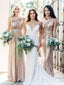 One-Shoulder Sequin Mermaid Sleeveless Sparkly Bridesmaid Dress, FC2327