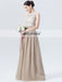 Lace Top Bridesmaid Dress, Chiffon Floor-Length Bridesmaid Dress, D458