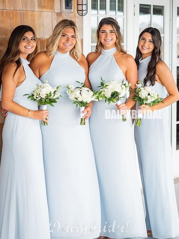 Halter Chiffon A-line Backless Inexpensive Bridesmaid Dress, FC4842