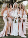 Stunning Mermaid One-Shouder Sexy Backless Slit Long Bridesmaid Dress, FC5152