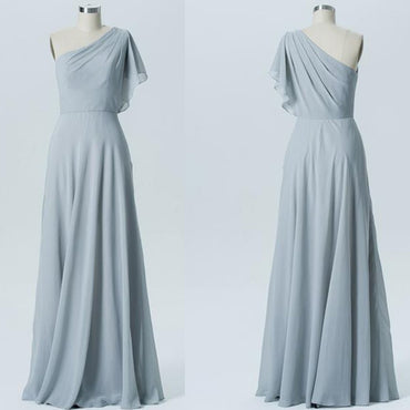 Long Bridesmaid Dress, Chiffon Bridesmaid Dress, One-Shoulder Bridesmaid Dress, Floor-Length Bridesmaid Dress, Cheap Bridesmaid Dress, Simple Bridesmaid Dress, LB0542