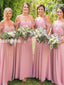 Off Shoulder Chiffon A-line Simple Long Bridesmaid Dress, FC5786