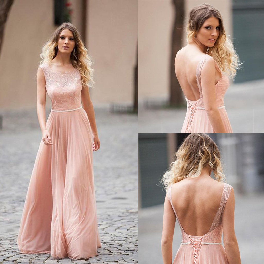 Long Bridesmaid Dress, Backless Bridesmaid Dress, Chiffon Bridesmaid Dress, Dress for Wedding, Lace Bridesmaid Dress, Floor-Length Bridesmaid Dress,Sleeveless Bridesmaid Dress, LB0694