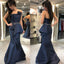 Satin Mermaid Backless Prom Dress, Charming Beaded Prom Dress, D771