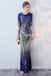 Sequin Prom Dress, Half Sleeve Prom Dress, Gradient Prom Dress, Mermaid Prom Dress(not include the sash) , DA901