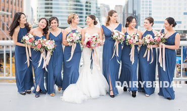 Mismatched Chiffon Bridesmaid Dress, Floor-Length Cheap A-Line Bridesmaid Dress, D1034