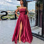 Elegant A-line Satin Backless Sexy Slit Long Prom Dresses, FC2126